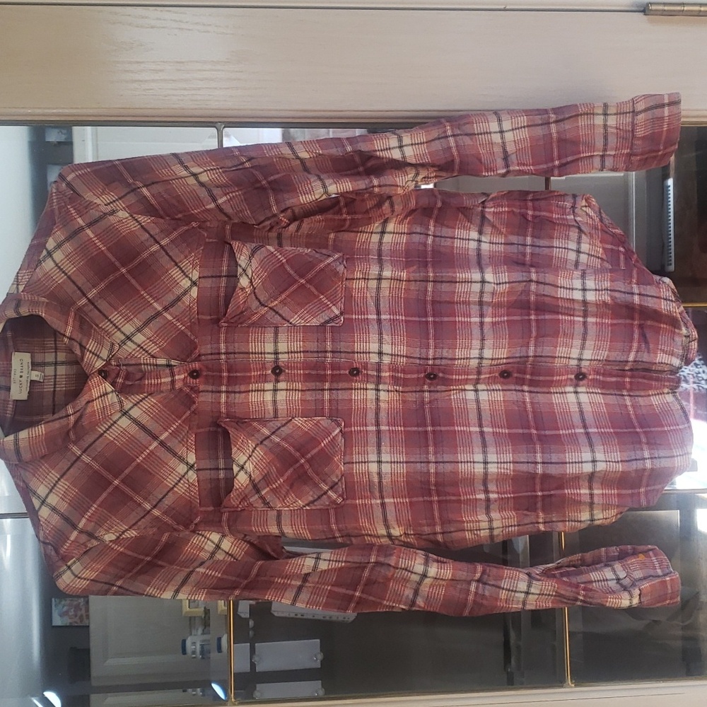 LUCKY BRAND Women's Slim Size 8 Casual Soft Plaid Button Down Shirt.